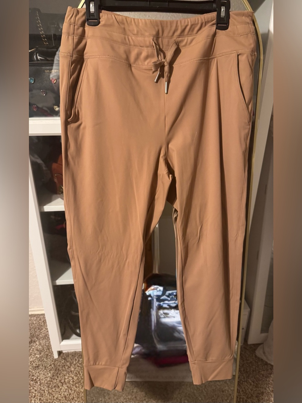 Women’s Casual Drawstring Jogger Pants - Tan
